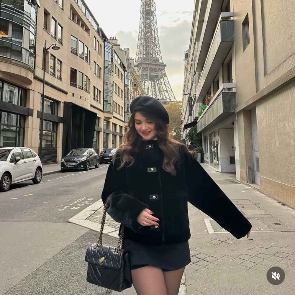 Zara black faux fur jacket with gold buttons - Picture 11 of 12
